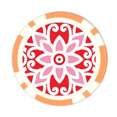 A Red And White Pattern With A Flower On It Poker Chip Card Guard from ArtsNow.com Back