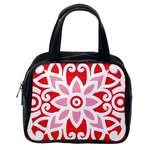 A Red And White Pattern With A Flower On It Classic Handbag (One Side) from ArtsNow.com Front