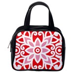 A Red And White Pattern With A Flower On It Classic Handbag (One Side)