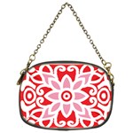 A Red And White Pattern With A Flower On It Chain Purse (Two Sides)