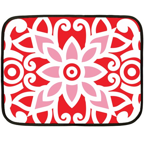 A Red And White Pattern With A Flower On It Fleece Blanket (Mini) from ArtsNow.com 35 x27  Blanket