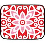 A Red And White Pattern With A Flower On It Fleece Blanket (Mini)