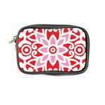 A Red And White Pattern With A Flower On It Coin Purse