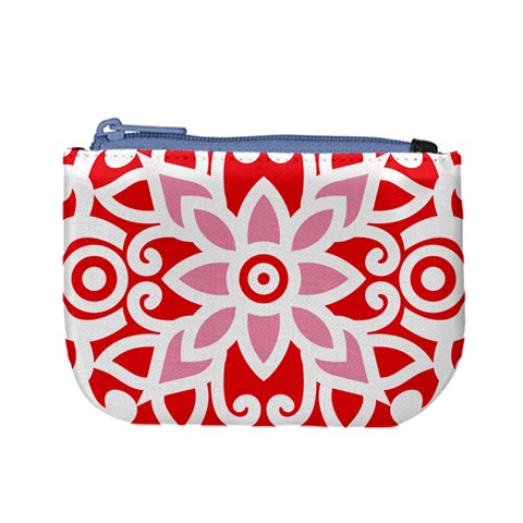 A Red And White Pattern With A Flower On It Mini Coin Purse from ArtsNow.com Front