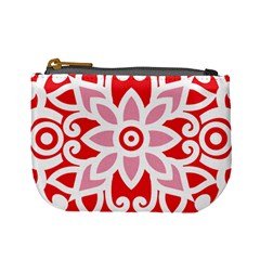 A Red And White Pattern With A Flower On It Mini Coin Purse from ArtsNow.com Front