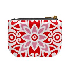 A Red And White Pattern With A Flower On It Mini Coin Purse from ArtsNow.com Back