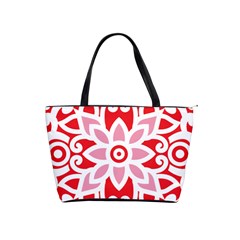 A Red And White Pattern With A Flower On It Classic Shoulder Handbag from ArtsNow.com Front