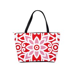 A Red And White Pattern With A Flower On It Classic Shoulder Handbag from ArtsNow.com Back