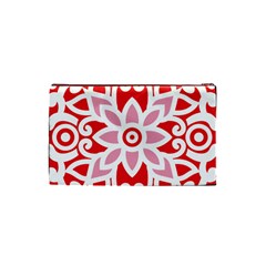 A Red And White Pattern With A Flower On It Cosmetic Bag (Small) from ArtsNow.com Back