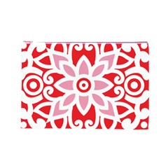 A Red And White Pattern With A Flower On It Cosmetic Bag (Large) from ArtsNow.com Front