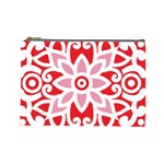 A Red And White Pattern With A Flower On It Cosmetic Bag (Large)