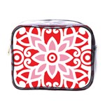 A Red And White Pattern With A Flower On It Mini Toiletries Bag (One Side)