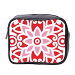 A Red And White Pattern With A Flower On It Mini Toiletries Bag (Two Sides)