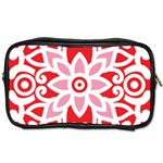 A Red And White Pattern With A Flower On It Toiletries Bag (Two Sides)