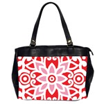 A Red And White Pattern With A Flower On It Oversize Office Handbag (2 Sides)