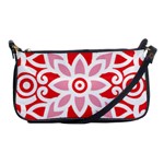 A Red And White Pattern With A Flower On It Shoulder Clutch Bag