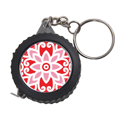 A Red And White Pattern With A Flower On It Measuring Tape from ArtsNow.com Front