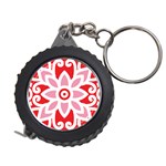 A Red And White Pattern With A Flower On It Measuring Tape