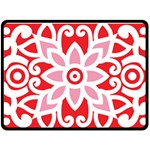 A Red And White Pattern With A Flower On It Fleece Blanket (Large)