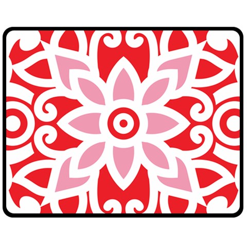 A Red And White Pattern With A Flower On It Fleece Blanket (Medium) from ArtsNow.com 60 x50  Blanket Front