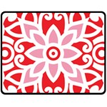 A Red And White Pattern With A Flower On It Fleece Blanket (Medium)