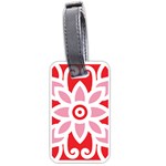 A Red And White Pattern With A Flower On It Luggage Tag (one side)