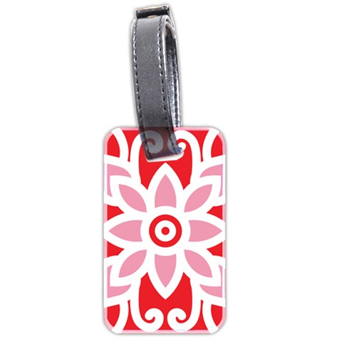 A Red And White Pattern With A Flower On It Luggage Tag (two sides) from ArtsNow.com Front