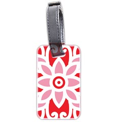 A Red And White Pattern With A Flower On It Luggage Tag (two sides) from ArtsNow.com Back