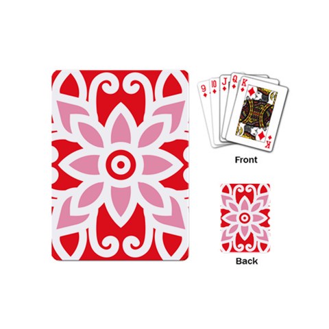 A Red And White Pattern With A Flower On It Playing Cards Single Design (Mini) from ArtsNow.com Back