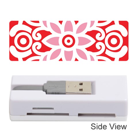 A Red And White Pattern With A Flower On It Memory Card Reader (Stick) from ArtsNow.com Front