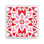 A Red And White Pattern With A Flower On It Memory Card Reader (Square)