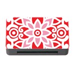 A Red And White Pattern With A Flower On It Memory Card Reader with CF