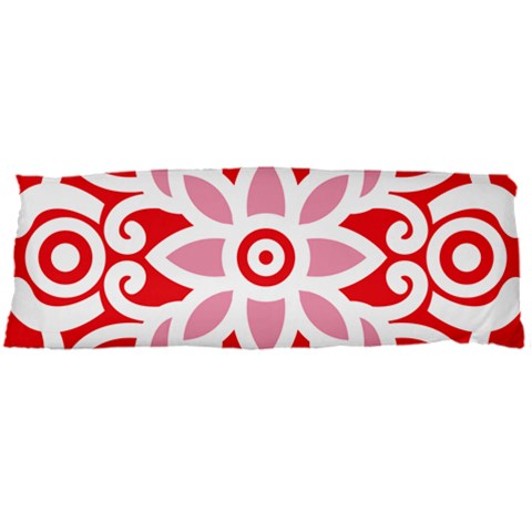 A Red And White Pattern With A Flower On It Body Pillow Case Dakimakura (Two Sides) from ArtsNow.com Front