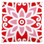 A Red And White Pattern With A Flower On It Large Cushion Case (One Side)