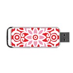 A Red And White Pattern With A Flower On It Portable USB Flash (One Side)