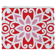 A Red And White Pattern With A Flower On It Cosmetic Bag (XXXL) from ArtsNow.com Front