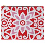 A Red And White Pattern With A Flower On It Cosmetic Bag (XXXL)