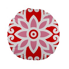 A Red And White Pattern With A Flower On It Standard 15  Premium Round Cushions from ArtsNow.com Front