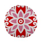 A Red And White Pattern With A Flower On It Standard 15  Premium Round Cushions