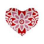 A Red And White Pattern With A Flower On It Standard 16  Premium Heart Shape Cushions