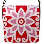 A Red And White Pattern With A Flower On It Flap Closure Messenger Bag (S)