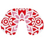 A Red And White Pattern With A Flower On It Travel Neck Pillow