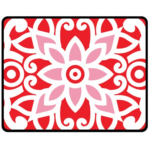 A Red And White Pattern With A Flower On It Two Sides Fleece Blanket (Medium) from ArtsNow.com 58.8 x47.4  Blanket Front