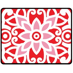 A Red And White Pattern With A Flower On It Two Sides Fleece Blanket (Medium) from ArtsNow.com 58.8 x47.4  Blanket Front