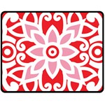 A Red And White Pattern With A Flower On It Two Sides Fleece Blanket (Medium)