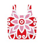 A Red And White Pattern With A Flower On It Full Print Recycle Bag (M)