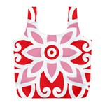 A Red And White Pattern With A Flower On It Full Print Recycle Bag (L)