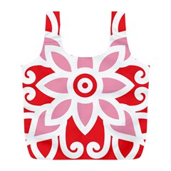 A Red And White Pattern With A Flower On It Full Print Recycle Bag (L) from ArtsNow.com Back