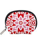 A Red And White Pattern With A Flower On It Accessory Pouch (Small)