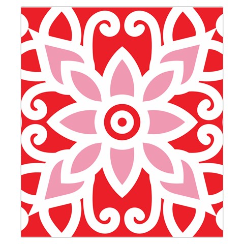 A Red And White Pattern With A Flower On It Drawstring Pouch (Small) from ArtsNow.com Front